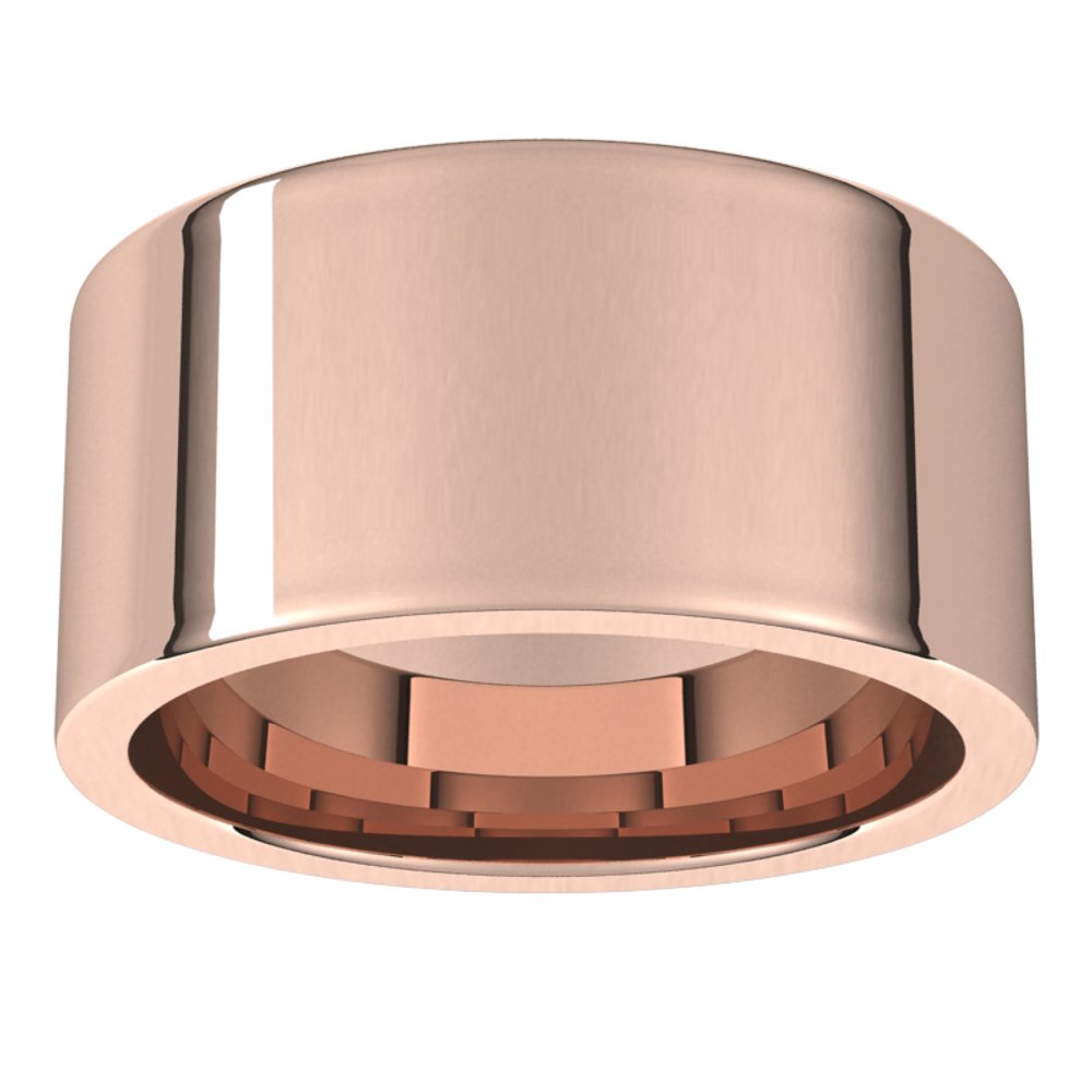 14K Rose 10 mm Comfort-Fit Flat Band Size 13