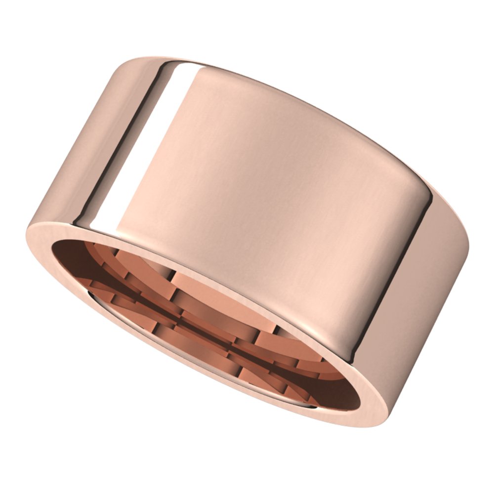 14K Rose 10 mm Comfort-Fit Flat Band Size 13