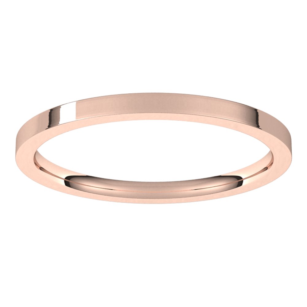 18K Rose Gold 1.5 mm Flat Comfort Fit Light Band Size 4.5