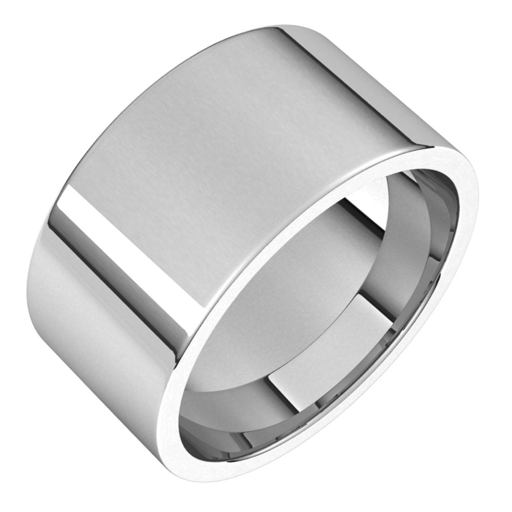 18K White 10 mm Lightweight Comfort-Fit Flat Band Size 9