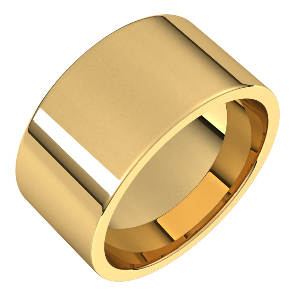 14K Yellow 10 mm Flat Comfort Fit Light Band Size 7