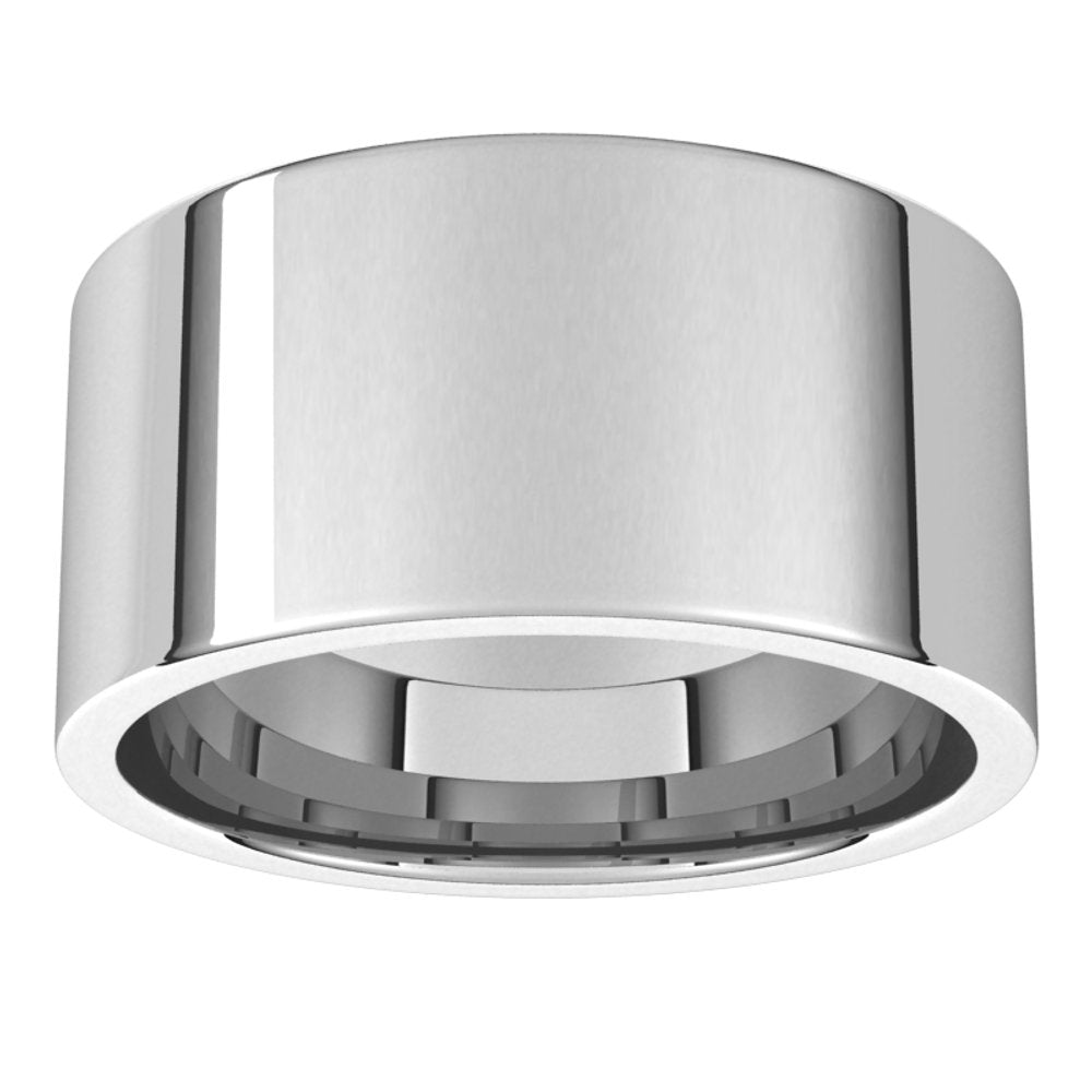 18K White 10 mm Lightweight Comfort-Fit Flat Band Size 9