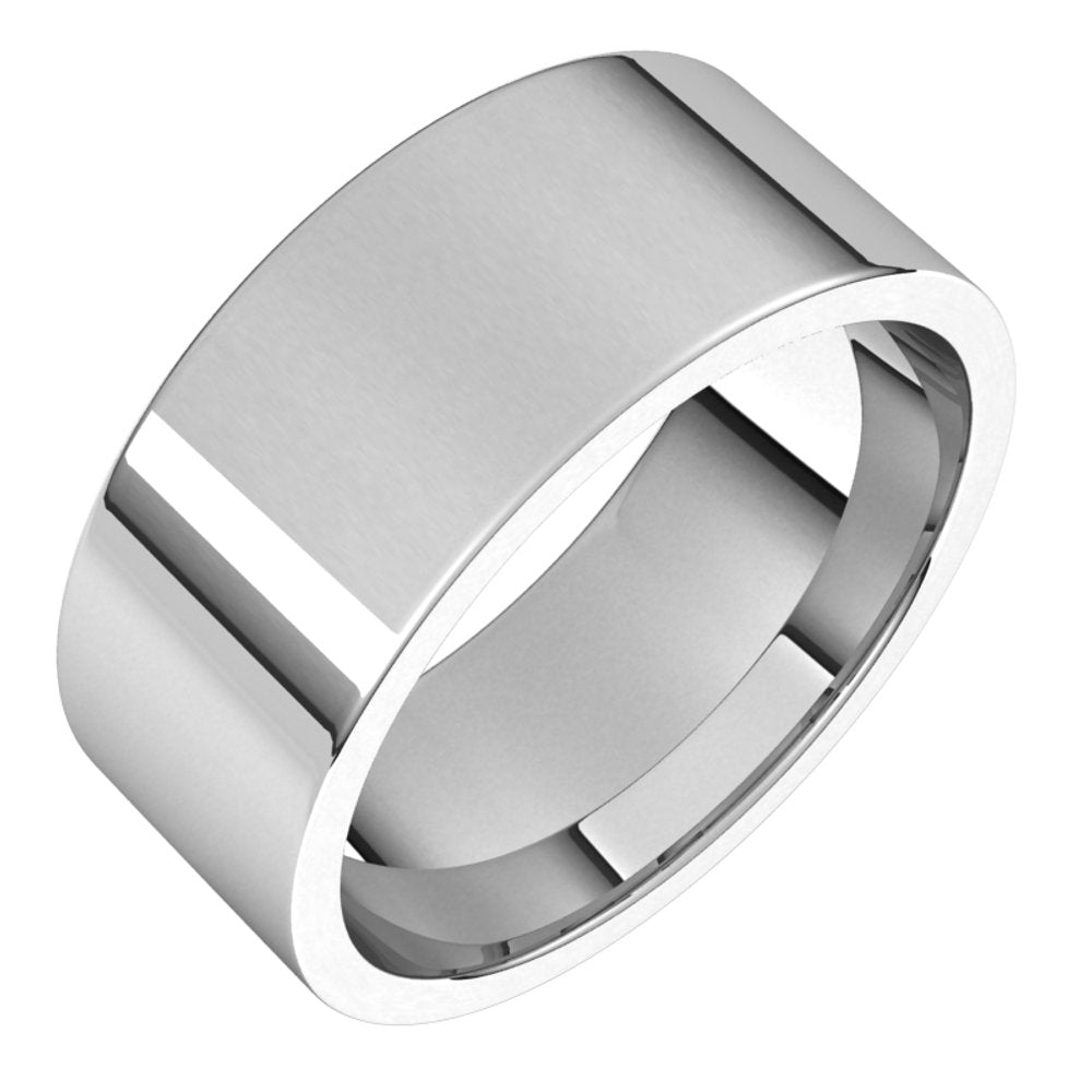 10K White Gold 8 mm Lightweight Comfort-Fit Flat Band Size 11