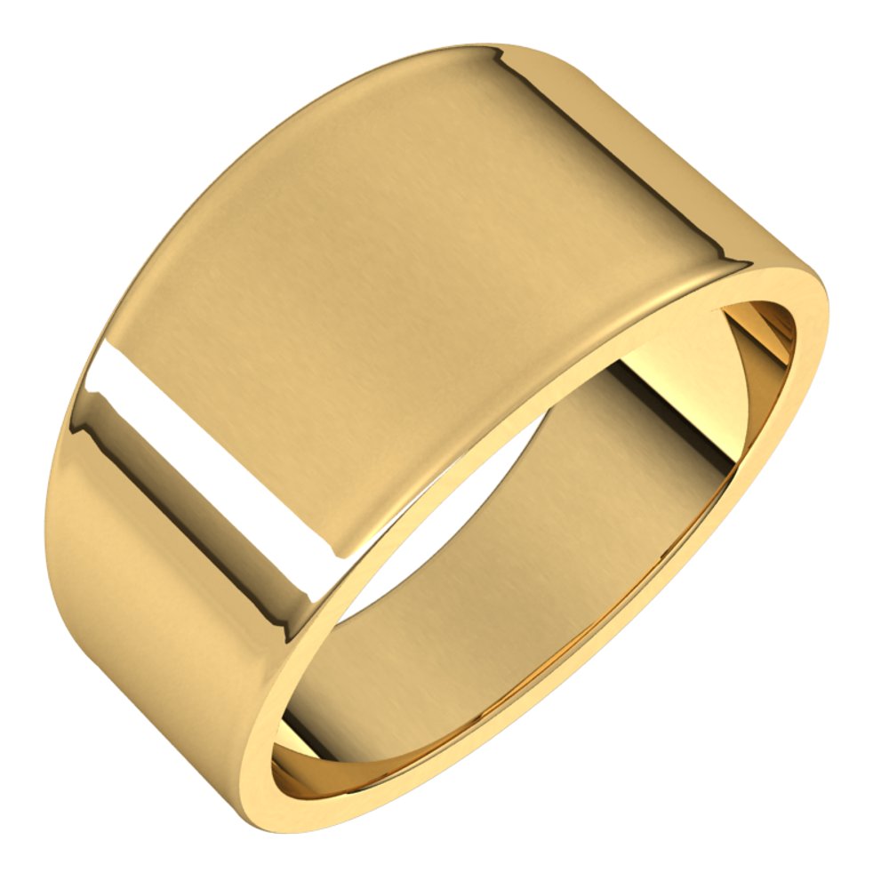 10K Yellow Gold 10 mm Tapered Flat Band Size 7.5