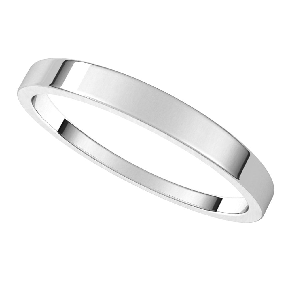 14K White 2.5 mm Tapered Flat Band Size 4