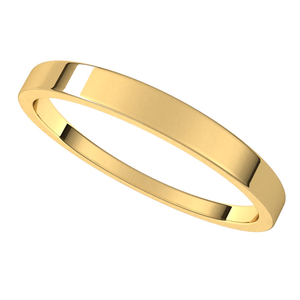 10K Yellow Gold 2.5 mm Tapered Flat Band Size 6.5