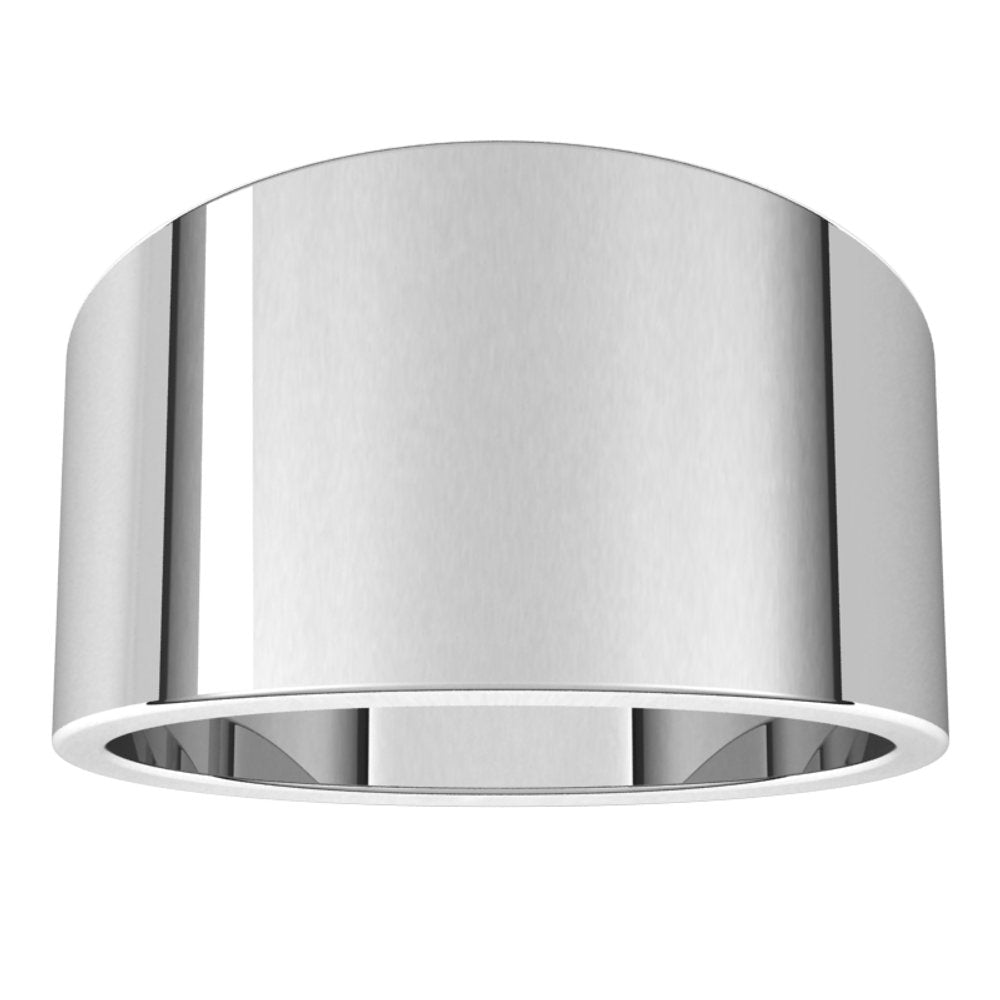 10K White 12 mm Tapered Flat Band Size 6.5