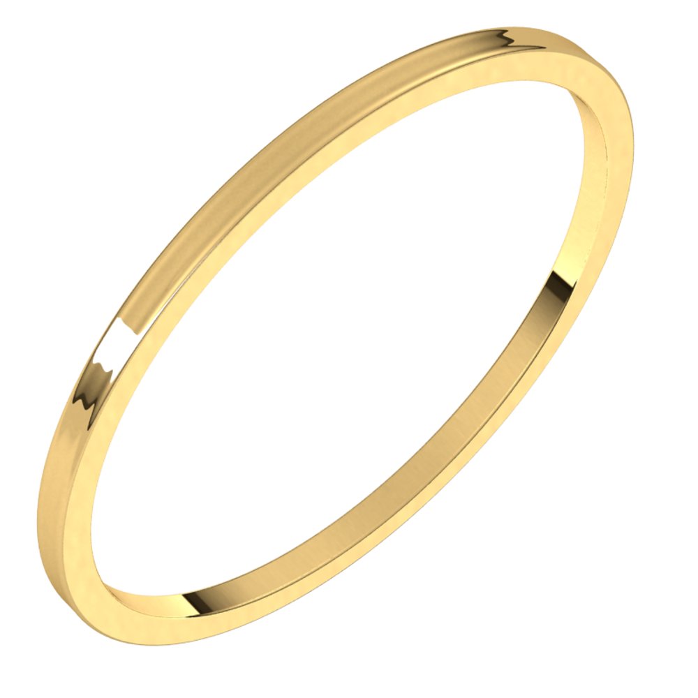 10K Yellow Gold 1 mm Ultra-Lightweight Flat Band Size 7