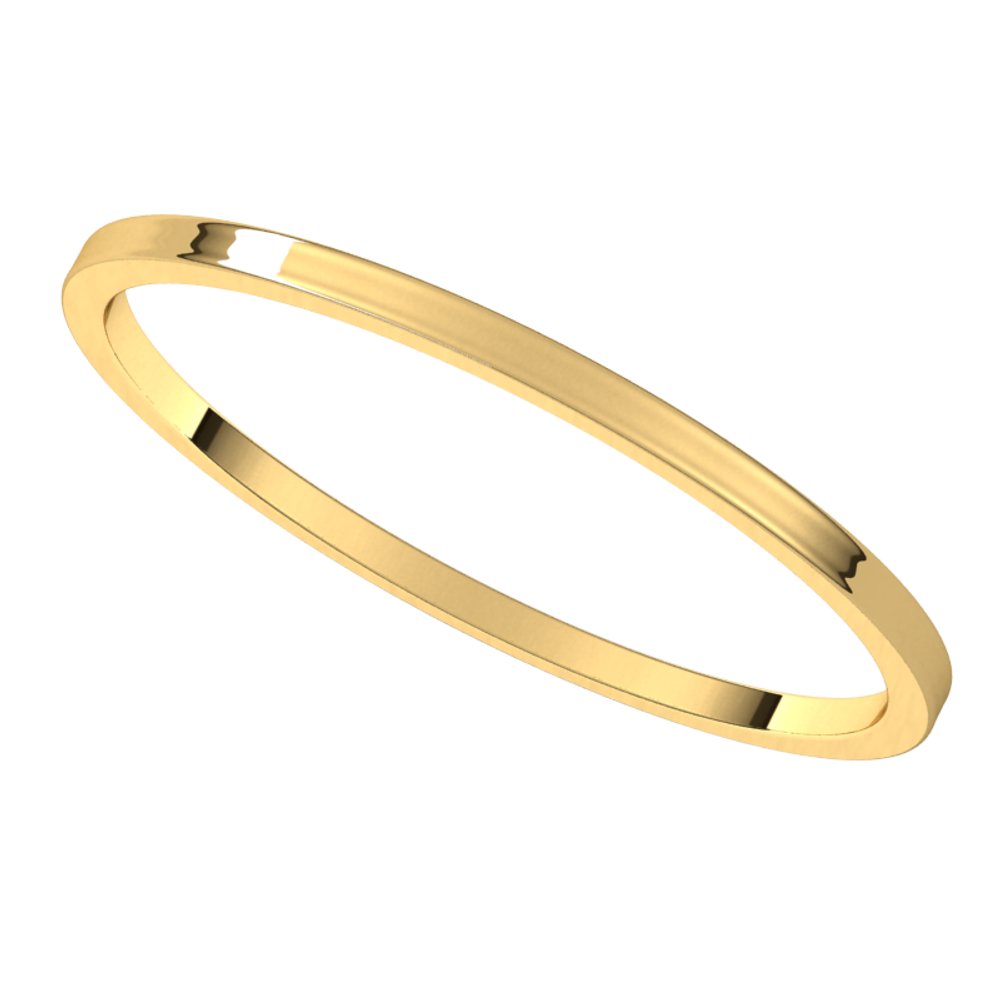 10K Yellow Gold 1 mm Ultra-Lightweight Flat Band Size 10