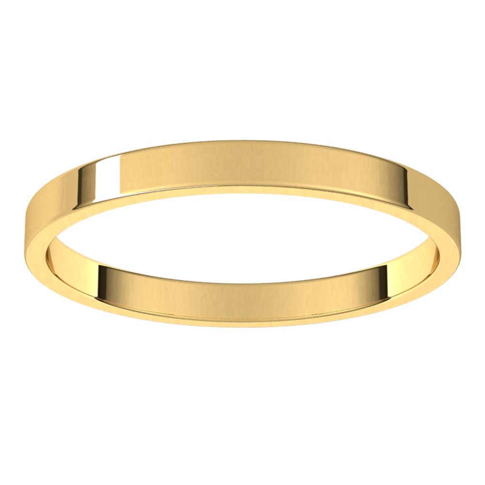18K Yellow Gold 2 mm Ultra-Lightweight Flat Band Size 6.5