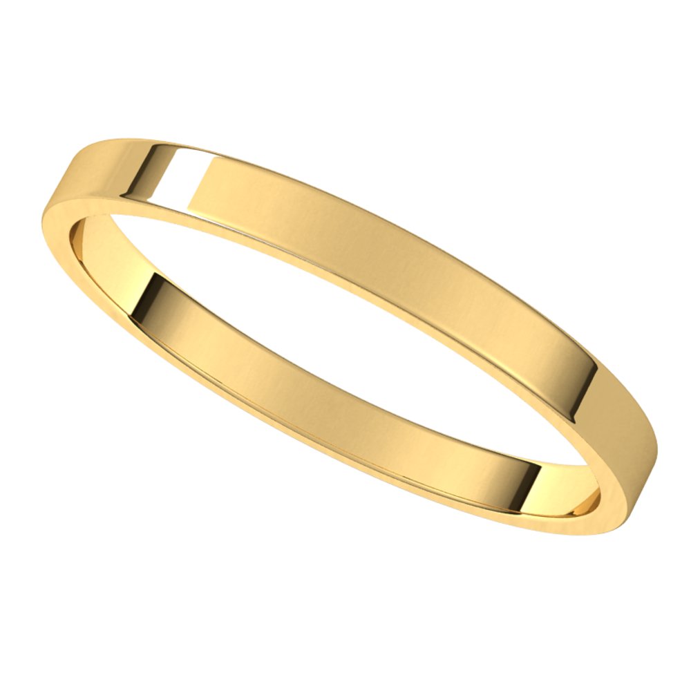18K Yellow Gold 2 mm Ultra-Lightweight Flat Band Size 6.5