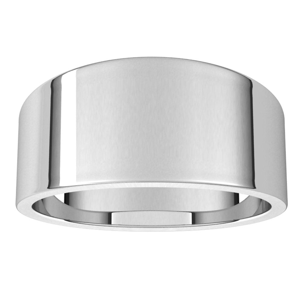10K White Gold 9 mm Tapered Flat Band Size 10