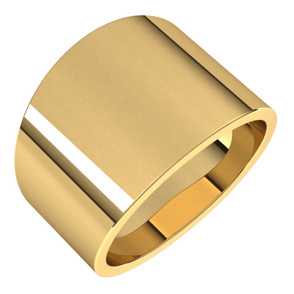 14K Yellow 14 mm Tapered Flat Band Size 10