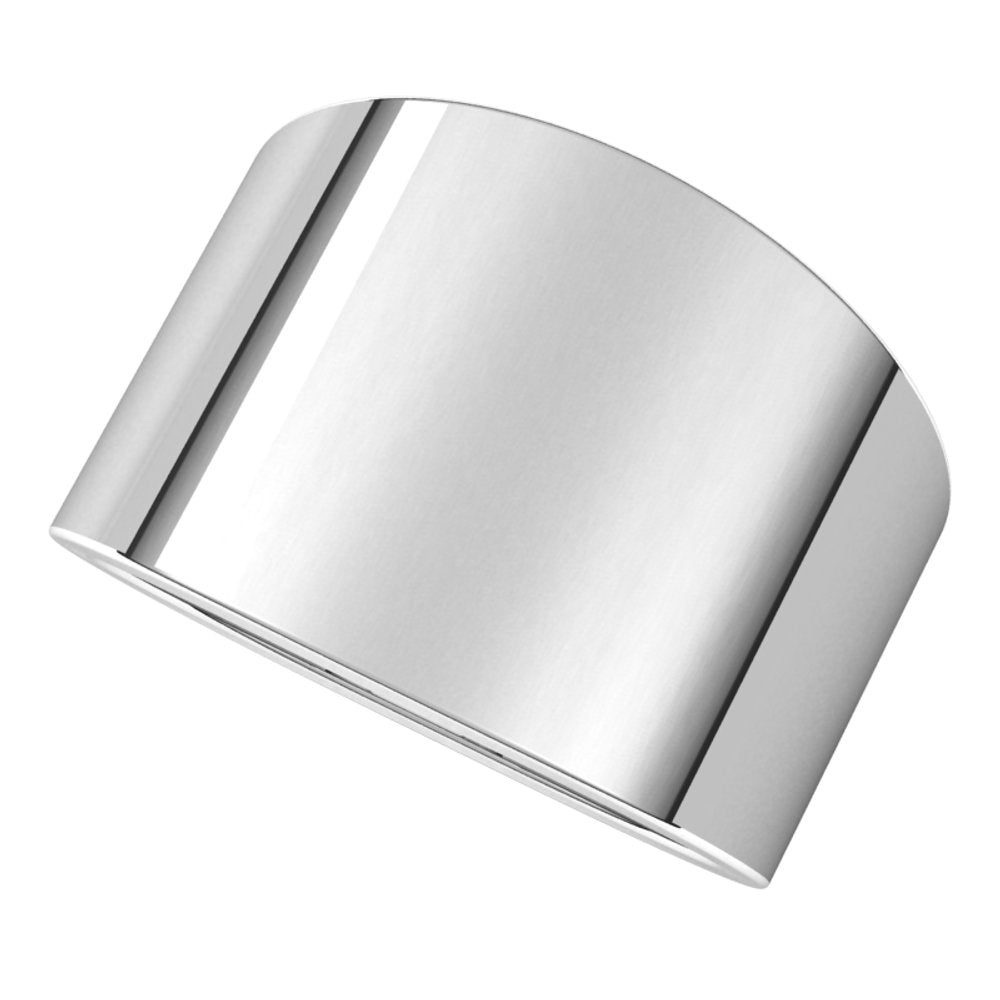 14K White 14 mm Tapered Flat Band Size 7