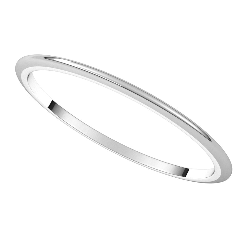 10K White Gold 1 mm Half Round Band Size 7