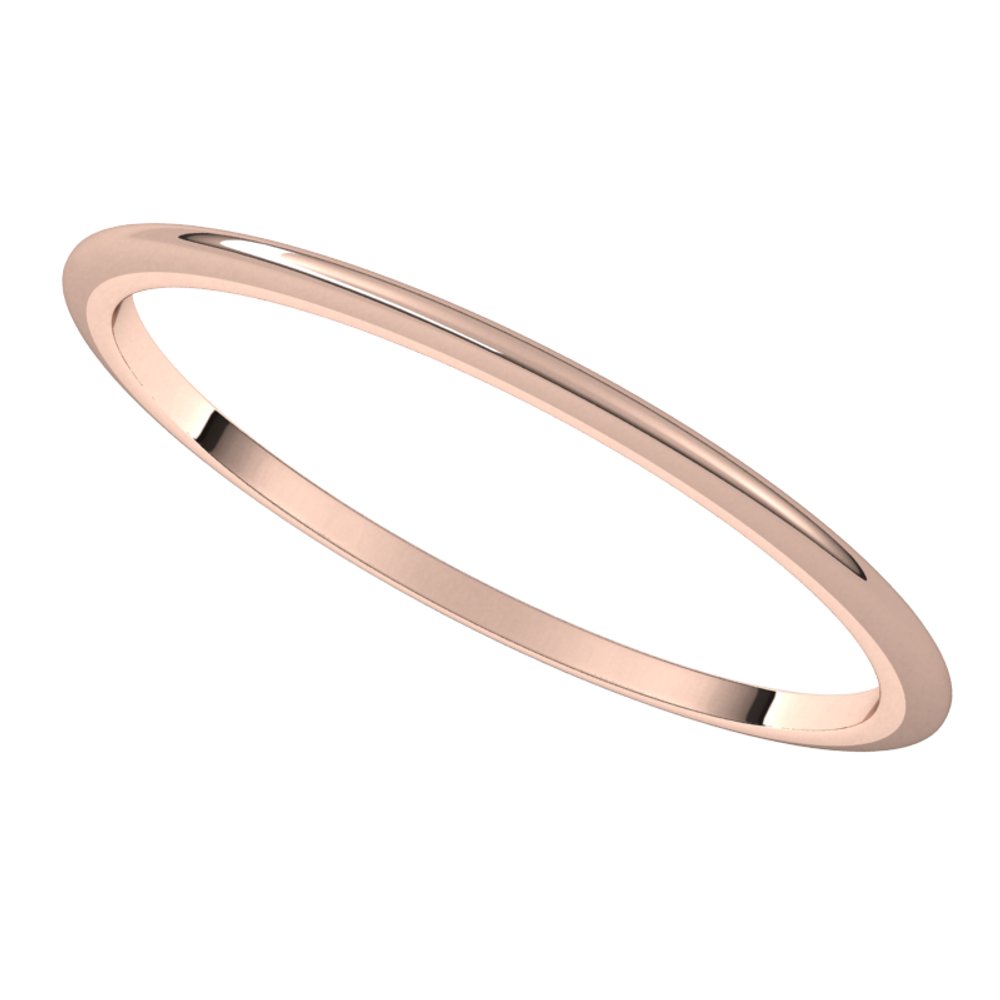 10K Rose Gold 1 mm Half Round Band Size 5.5
