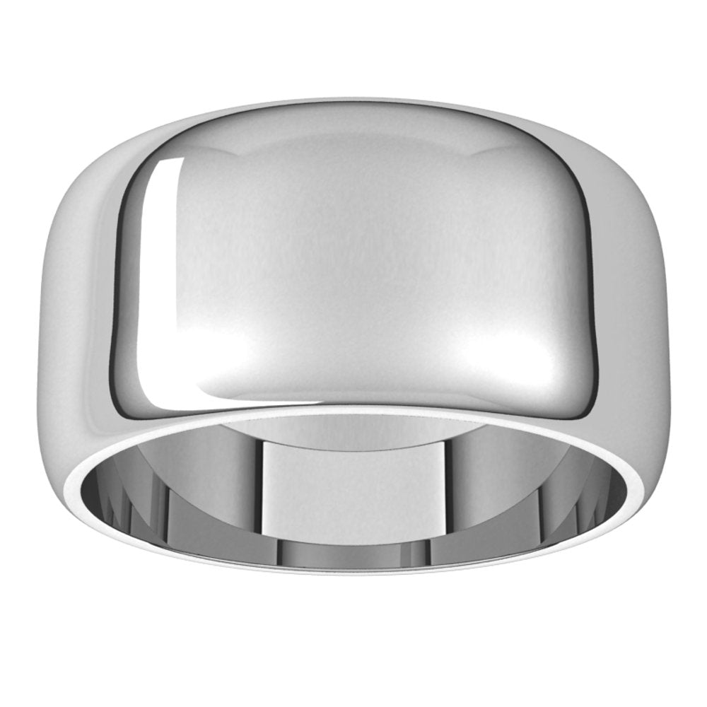 14K White 10 mm Half Round Band Size 9