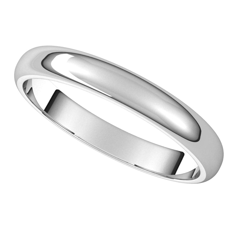 Platinum 3 mm Half Round Band