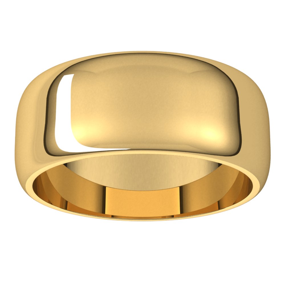 14K Yellow Gold 8 mm Half Round Band Size 6