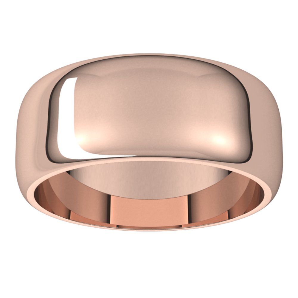 14K Rose Gold 8 mm Half Round Band Size 8
