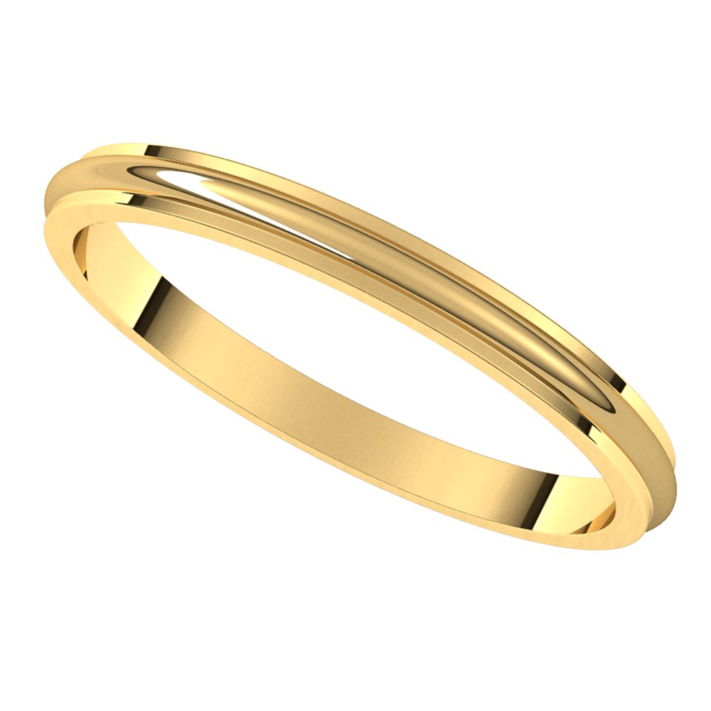 10K Yellow Gold 2 mm Stepped-Edge Half Round Band Size 6