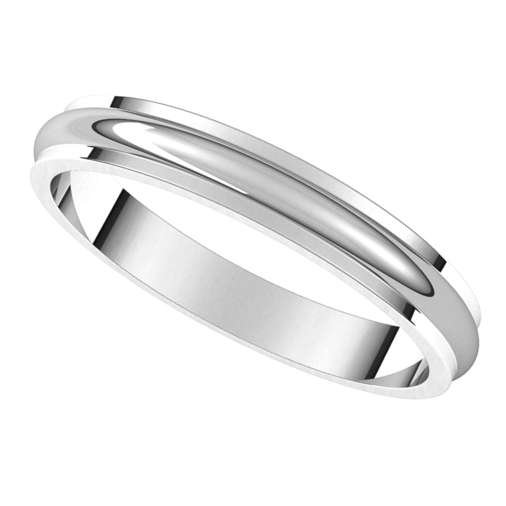 Platinum 3 mm Half Round Edge Band Size 4