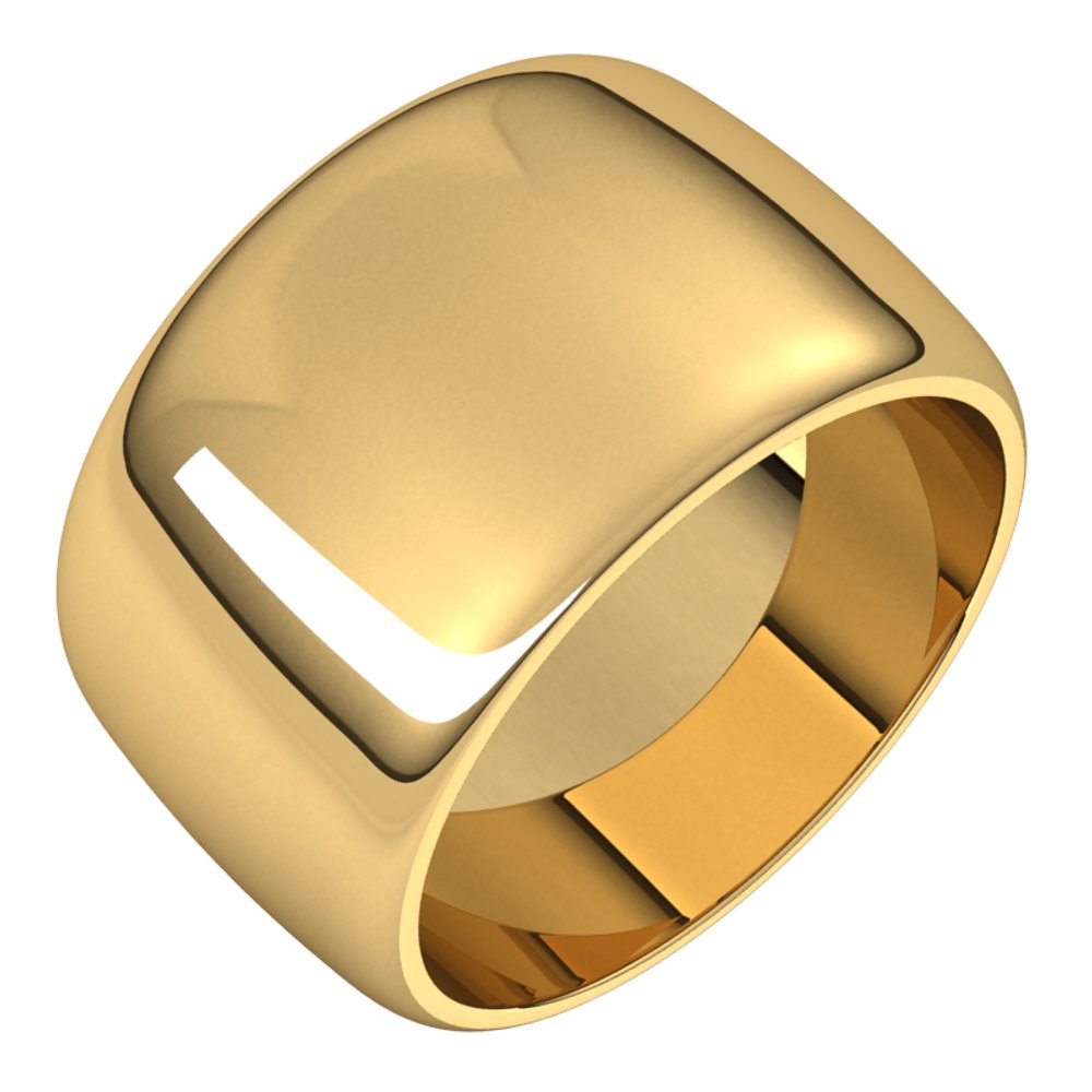 14K Yellow Gold 12 mm Half Round Band Size 6.5