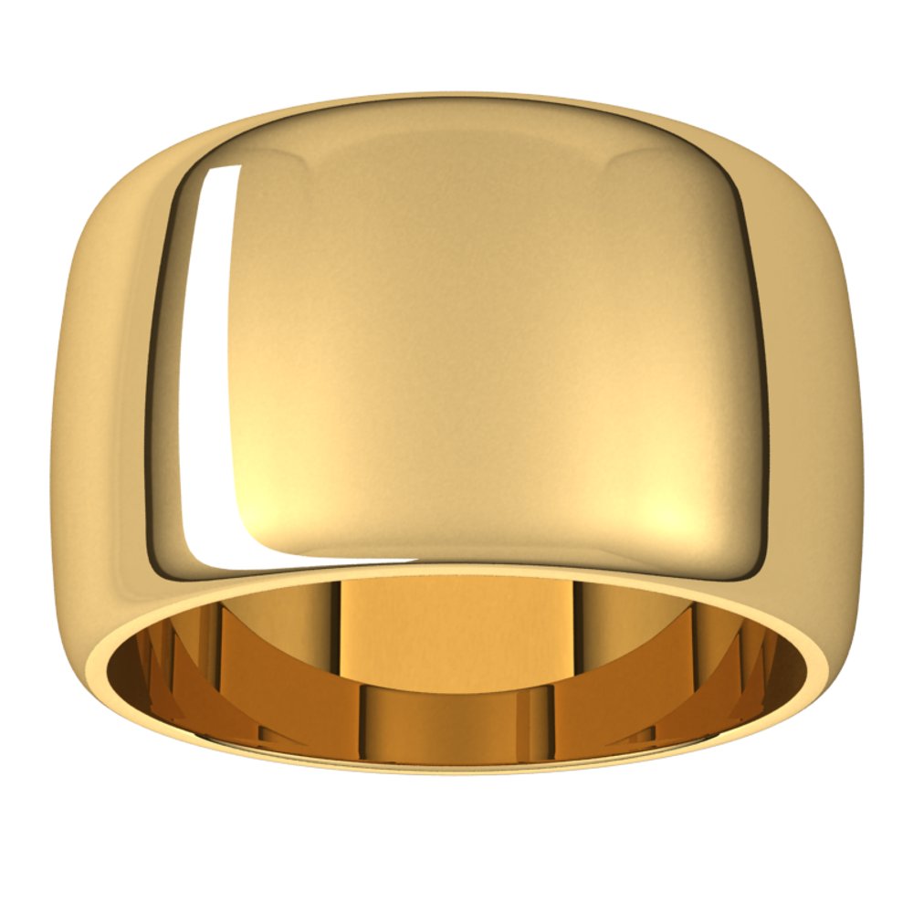 14K Yellow Gold 12 mm Half Round Band Size 6.5