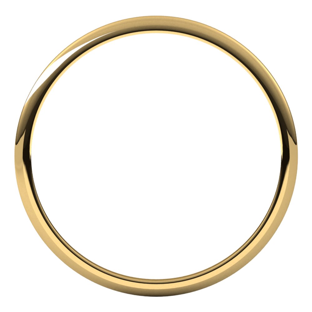 14K Yellow Gold 1 mm Lightweight Half Round Band Size 5.5