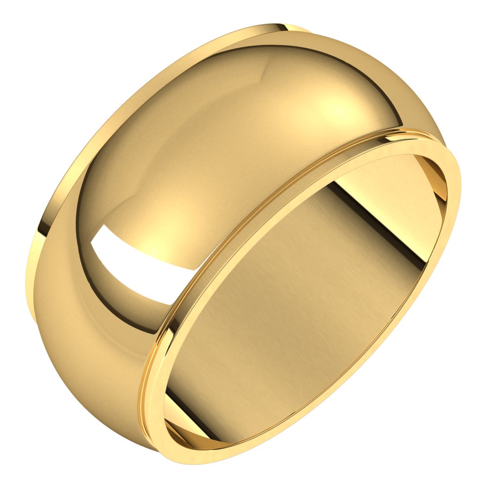 14K Yellow Gold 9 mm Stepped-Edge Half Round Band Size 9