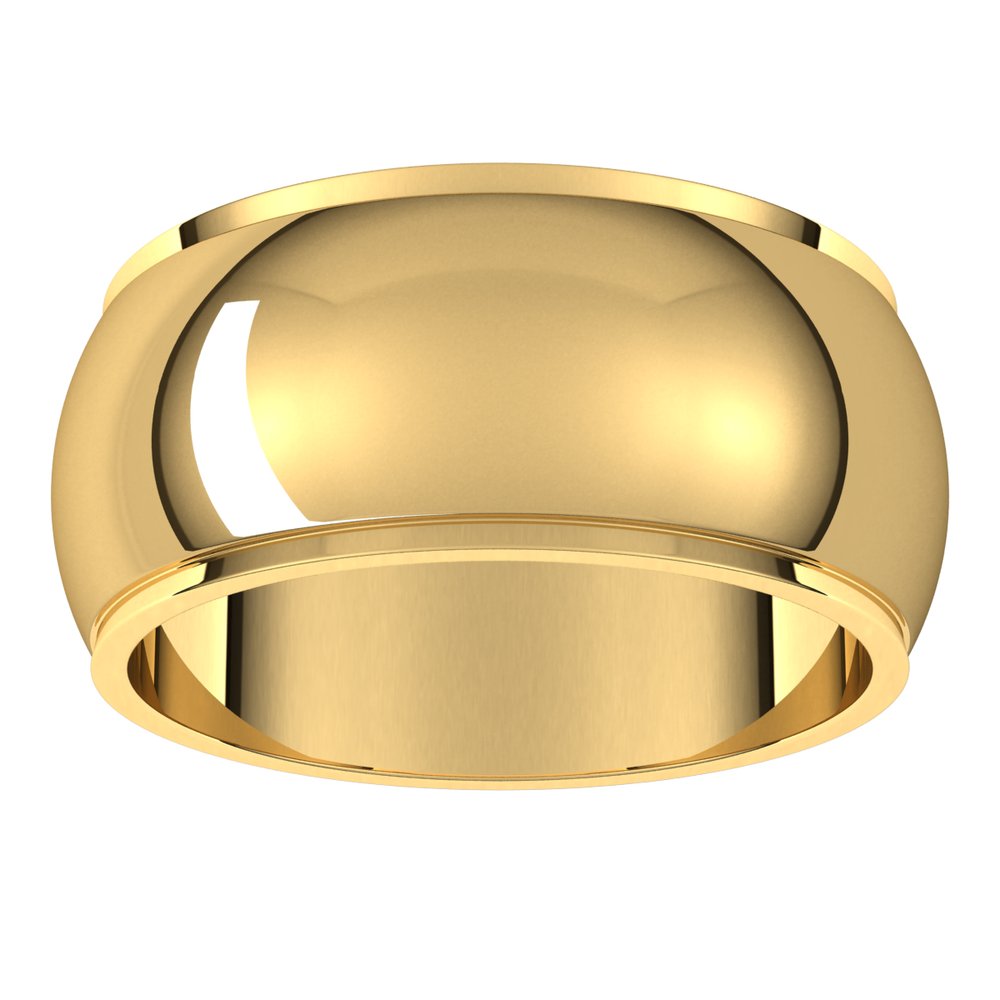 14K Yellow Gold 9 mm Stepped-Edge Half Round Band Size 9