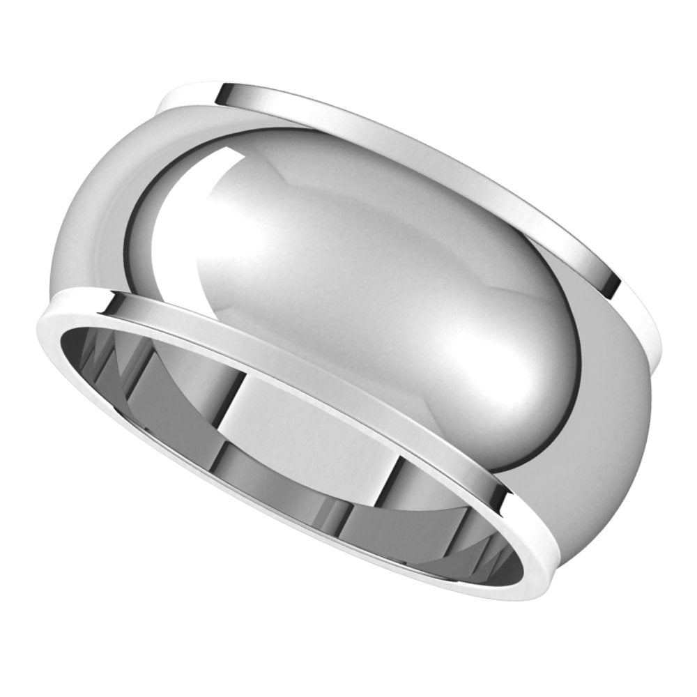 14K White Gold 9 mm Stepped-Edge Half Round Band Size 10.5