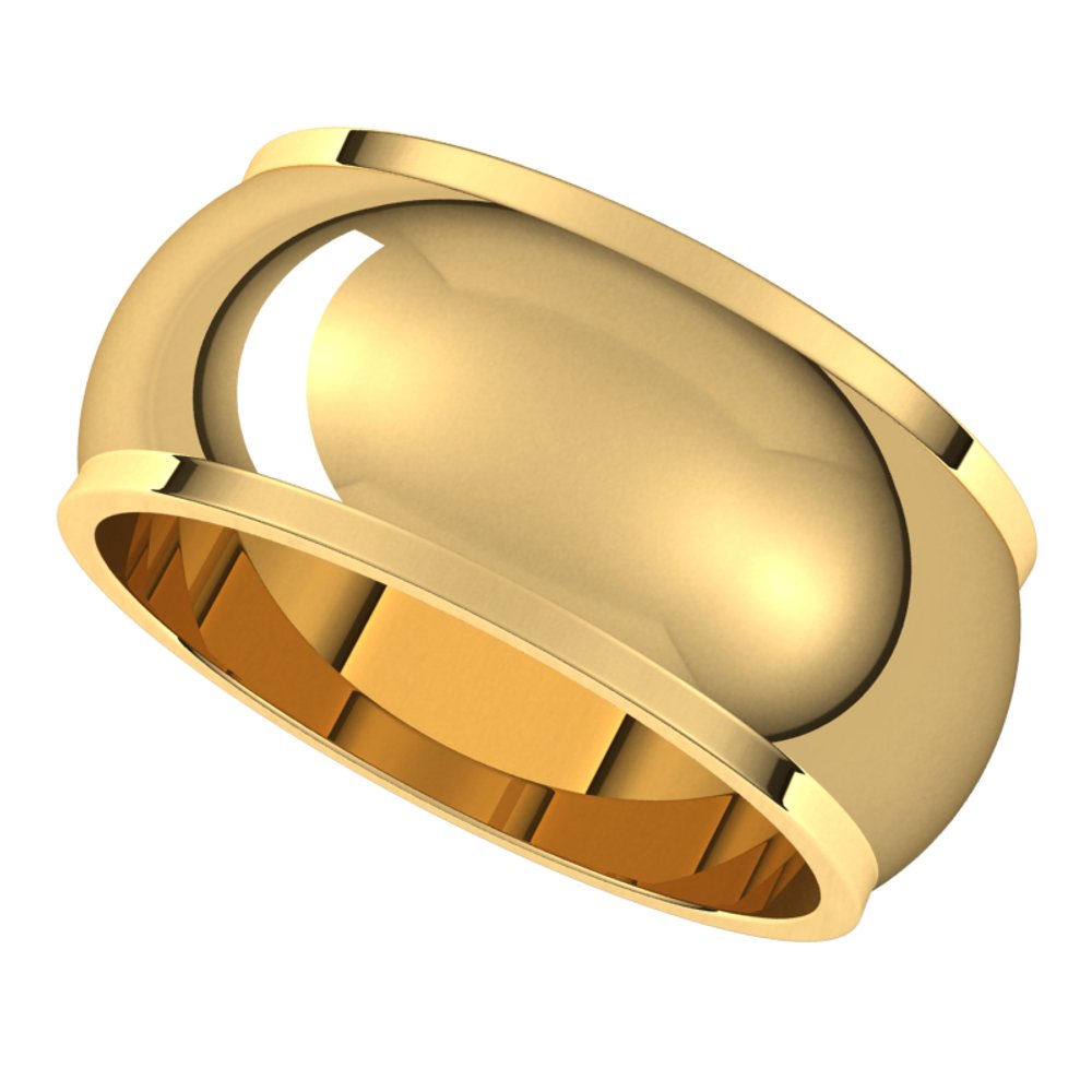14K Yellow Gold 9 mm Stepped-Edge Half Round Band Size 9