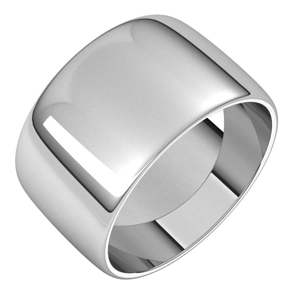 14K White 11 mm Half Round Light Band Size 9.5