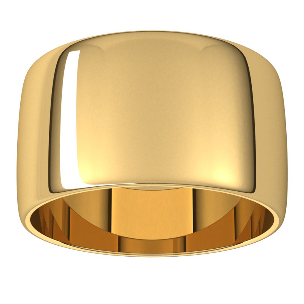 14K Yellow Gold 11 mm Lightweight Half Round Band Size 7.5