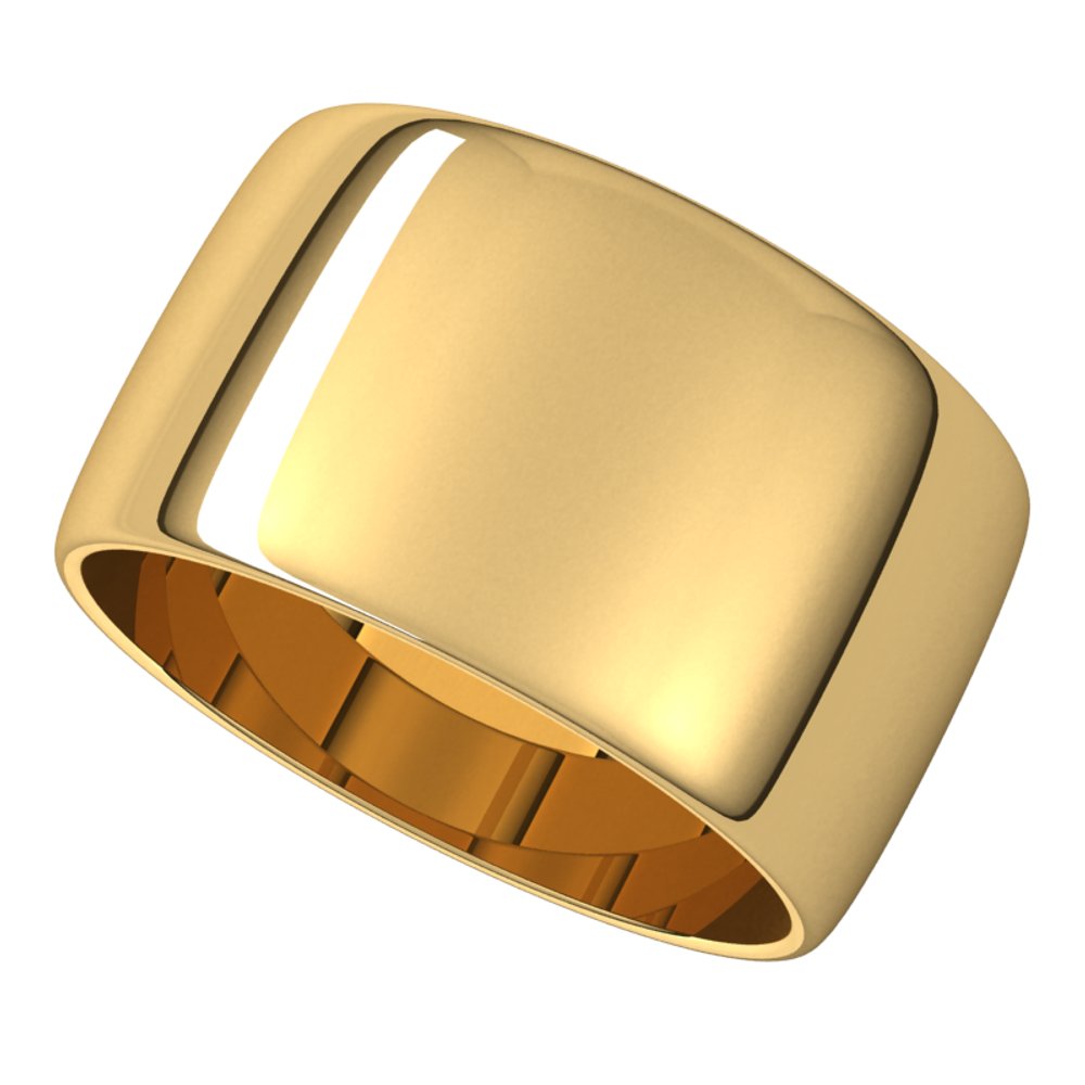 14K Yellow Gold 11 mm Lightweight Half Round Band Size 7.5
