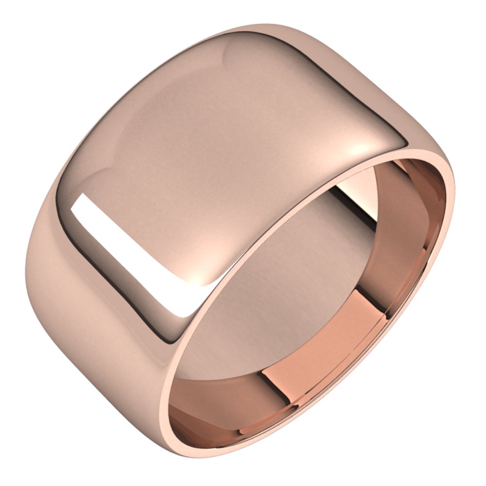 14K Rose 10 mm Lightweight Half Round Band Size 7