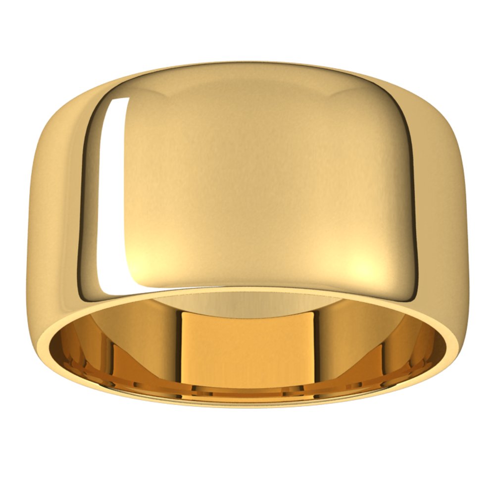 14K Yellow Gold 10 mm Lightweight Half Round Band Size 10