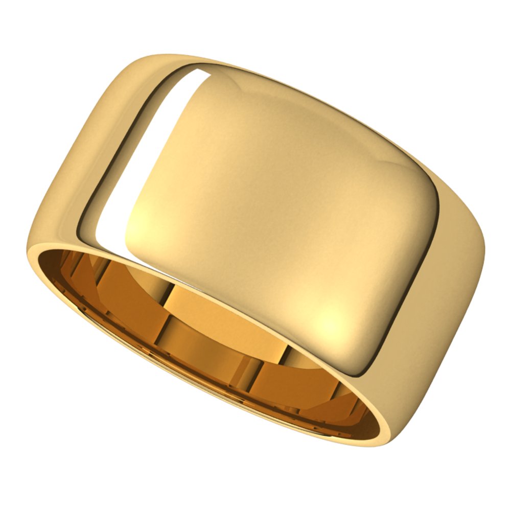14K Yellow Gold 10 mm Lightweight Half Round Band Size 10