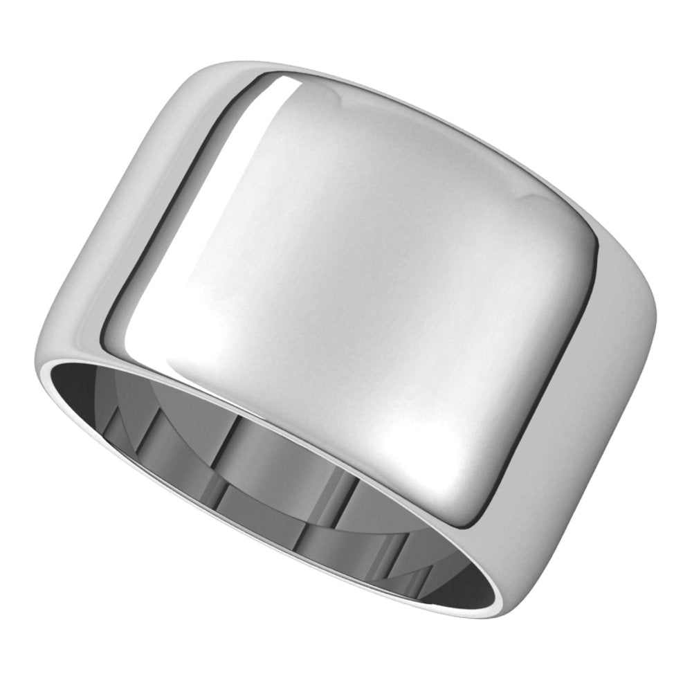 10K White Gold 12 mm Lightweight Half Round Band Size 6