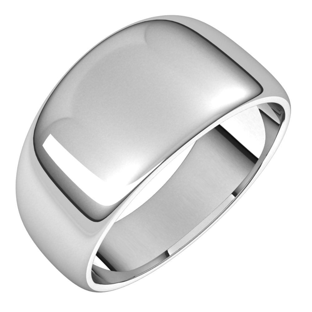 14K White Gold 10 mm Tapered Half Round Band Size 5.5