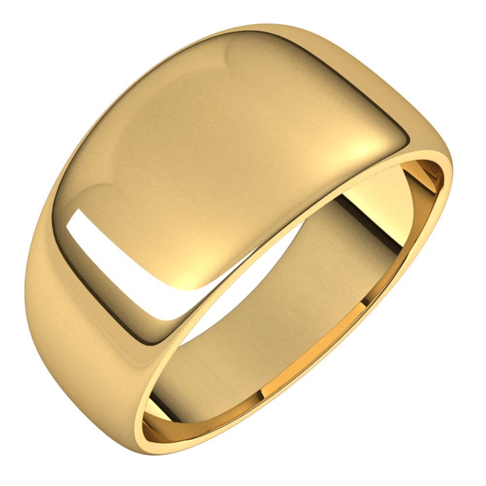 14K Yellow Gold 10 mm Tapered Half Round Band Size 7