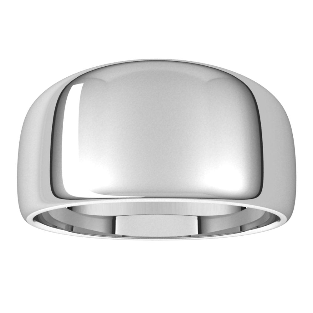 14K White Gold 10 mm Tapered Half Round Band Size 5.5