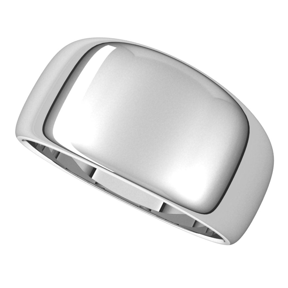 14K White Gold 10 mm Tapered Half Round Band Size 5.5