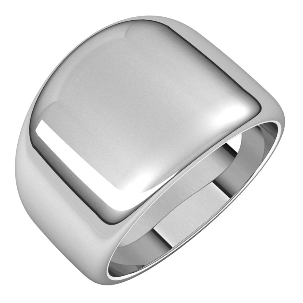 14K White 14 mm Tapered Half Round Band Size 7