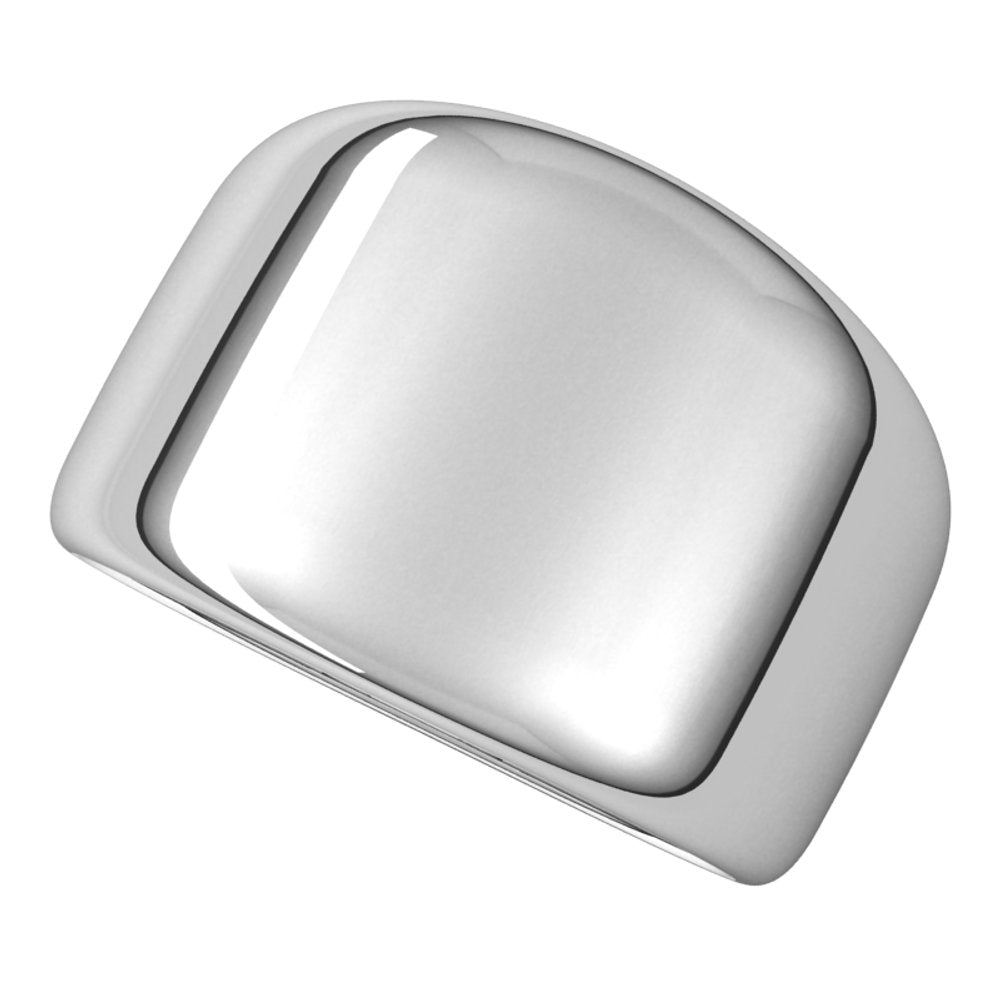 14K White 14 mm Tapered Half Round Band Size 7