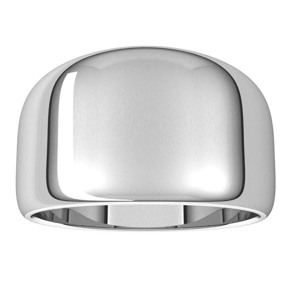 14K White 12 mm Tapered Half Round Band Size 7
