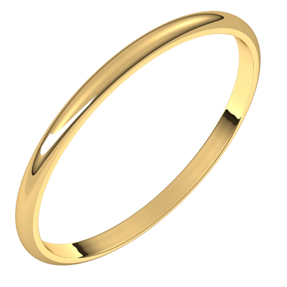 10K Yellow Gold 1.5 mm Ultra-Lightweight Half Round Band Size 4.5