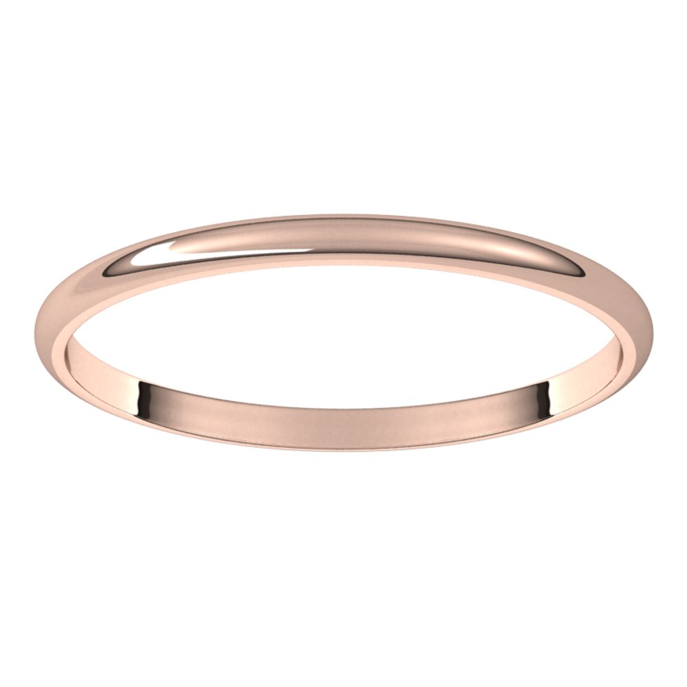 14K Rose Gold 1.5 mm Ultra-Lightweight Half Round Band Size 4.5