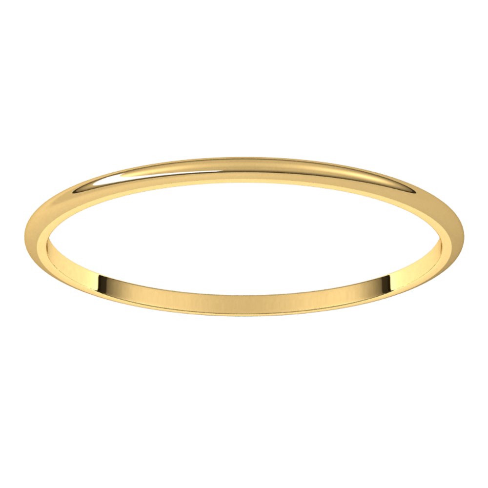 14K Yellow Gold 1 mm Ultra-Lightweight Half Round Band Size 4